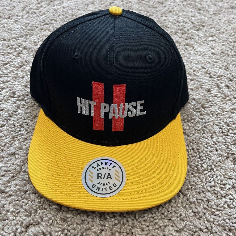 Gamer Hat Cap Mens Black Yellow Otto Snapback Adjustable Hit Pause See Something